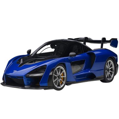 Auto Art Models McLaren Senna Trophy Kyanos Blue and Black with Carbon Accents 1/18 Model Car by Autoart 76079