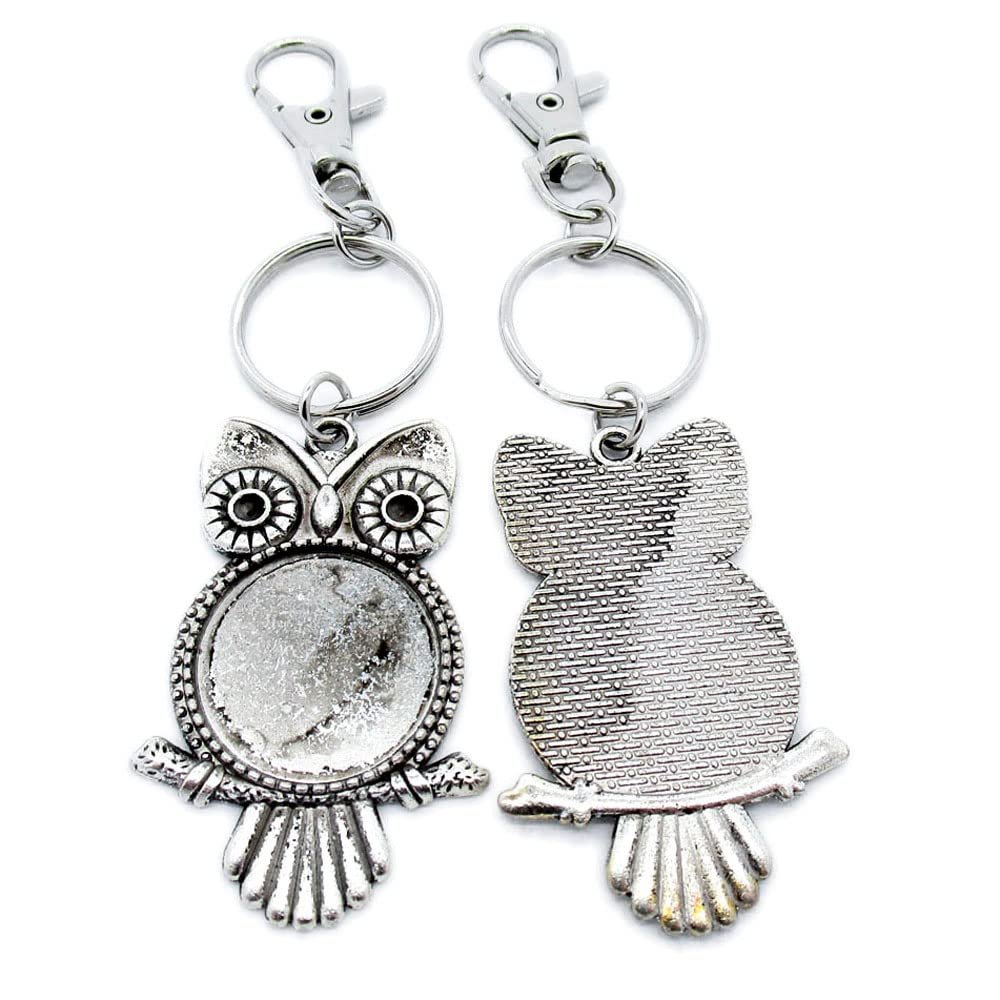 100 Pieces Keyring Keychain Wholesale Suppliers Jewelry Lobster Clasps TK1D6C Owl Cabochon Base Blank