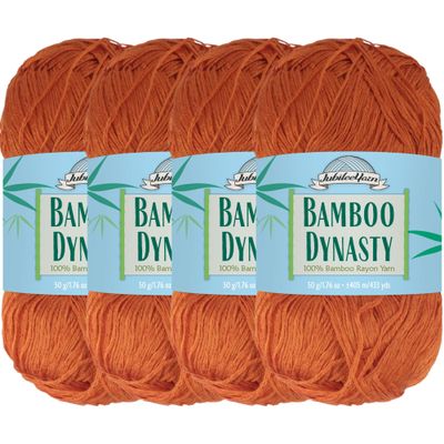 JubileeYarn Bamboo Dynasty Yarn - 50g/Skein Fingering Weight Bamboo Rayon - 3407 Burnt Orange - 4 Skeins