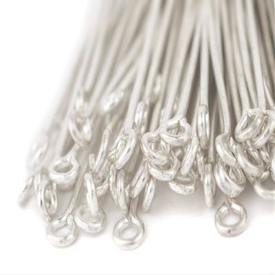 The Bead Chest Silver 21 Gauge 2 Inch Eye Pins (Approx 100 Pieces)