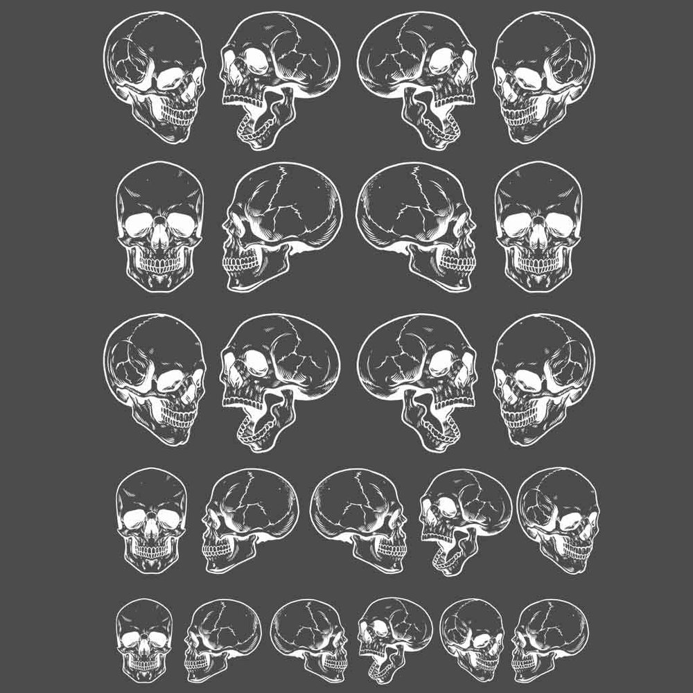 Ceramic Decals, Underglaze Transfer - Skull (9.5' x 13' Inch, White)
