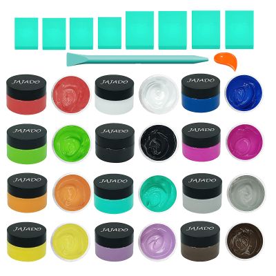 JAJADO 12 Jars Chalk Paste Paint Set, 9 Pcs Chalk Paint Mini Squeegees and Rubber Squeegee Stir Sticks, Screen Printing Ink Reusable Adhesive Stencil Paste Craft on Wood, Furniture, T-Shirt