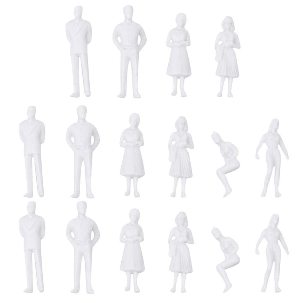Healifty Miniature People Figures Model Mannequin O Gauge Unpainted Railway Layout Figures Mini Standing Poses Model 50pcs White