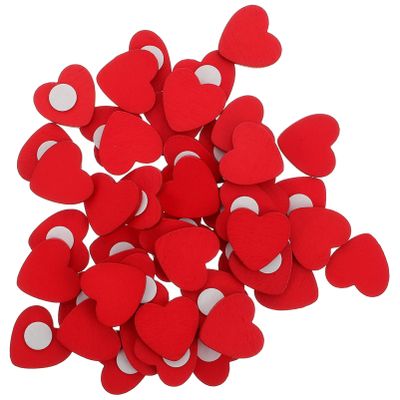 50pcs Wooden Heart Stickers for Valentine's Day Crafts Adhesive Decor for Weddings Scrapbooking and Party Decorations Cute Heart Shaped Tags for Romantic Celebrations