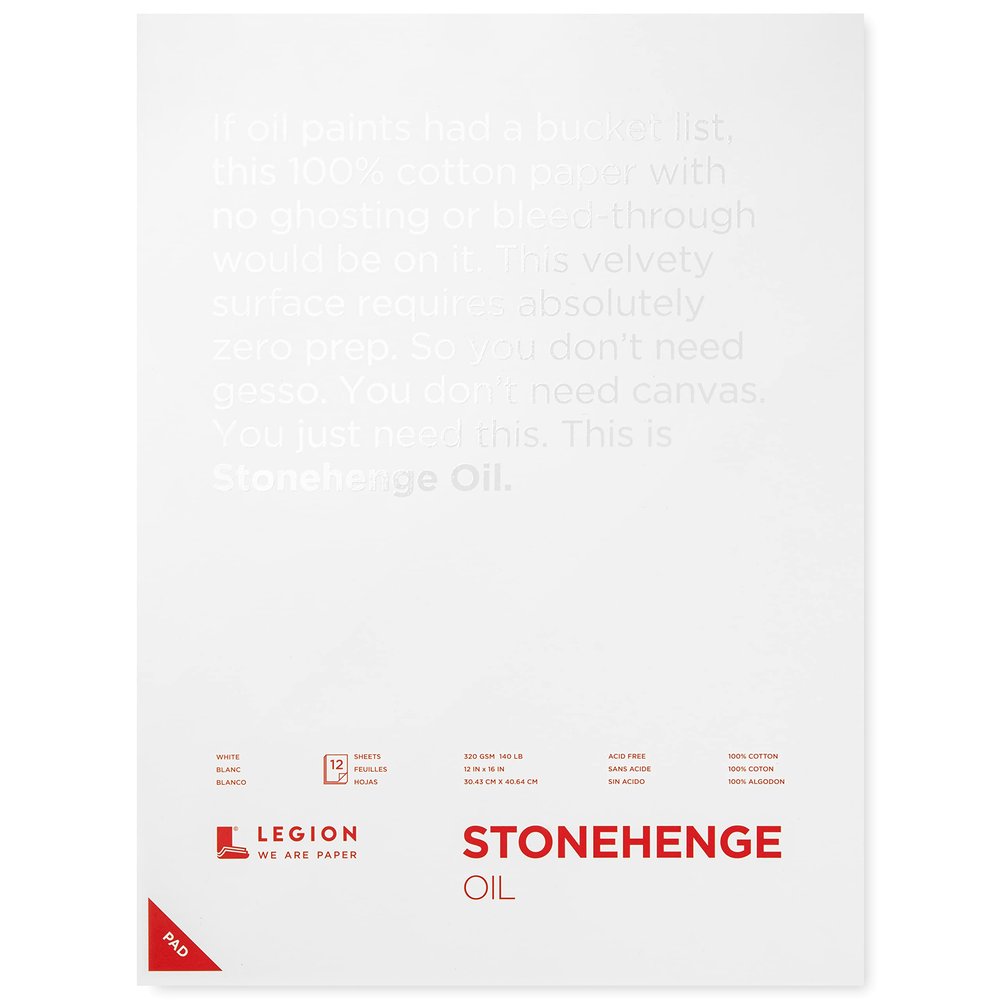 Stonehenge Oil 320g 12x16 White Pad, 12 Sheets
