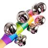 2 Pack Vivid Color Rainbow Handle Wooden Bells Jingle Stick Shaker Rattle 10 Jingle Bells Interactive Musical Bell view 3