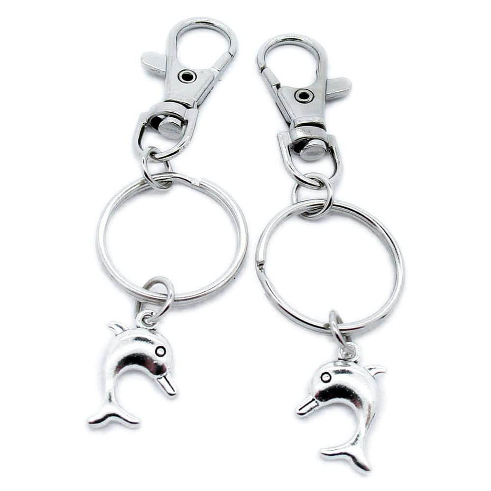 100 Pieces Keyring Keychain Wholesale Suppliers Jewelry Lobster Clasps AJ2X3I Dolphin