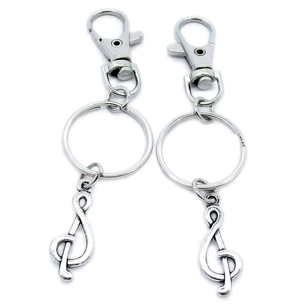 100 Pieces Keyring Keychain Wholesale Suppliers Jewelry Lobster Clasps XF8F6L Music Musical Note