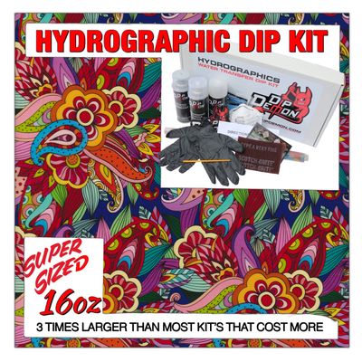Hydrographic Dip Kit Paisley Colored Flowers 16oz dip demon Hydro dip Dipping
