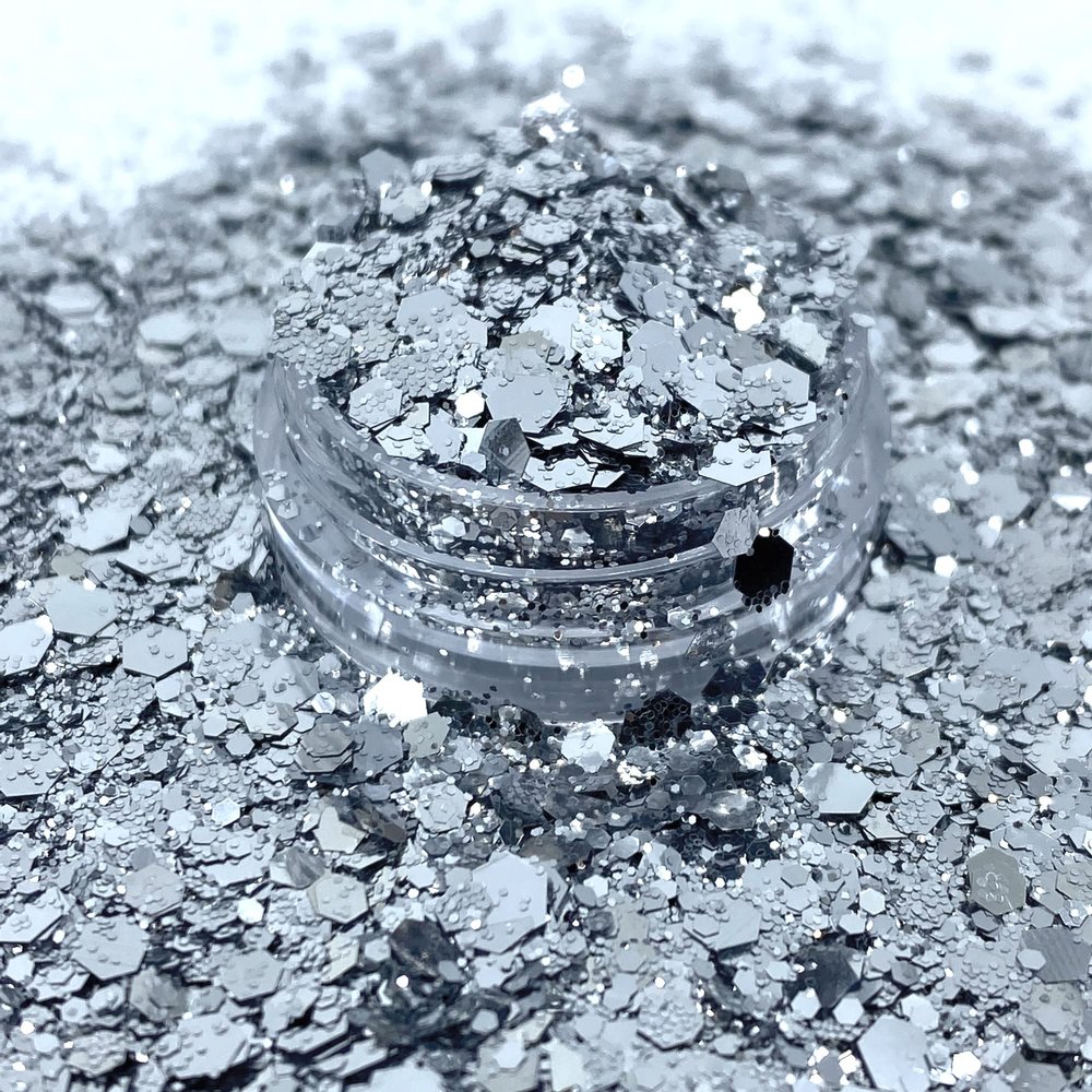 Sliver Mix Glitter, Christmas, Graduation, Glitter for Nails, Glitter for Tumblers, Glitter Shapes for tumblers, Glitter Shapes for Crafts, Glitter Shape Confetti (4oz)