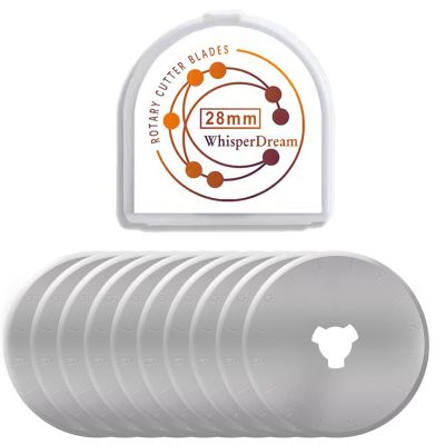 WhisperDream 28mm Rotary Cutter Blades - 10 Pack Replacement Blades - Sharper Cutter for Sewing, Quilting, Fabric and Crafts (Trefoil Hole-28mm)