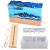 Voaesdk Rectangle Resin Silicone Molds Mountain Sea Light Cube Resina Moulds with USB Wooden Lamp Base for Paperweight,Marine Theme,Preserved Flower,DIY Craft view 1