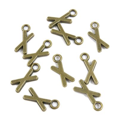Price per 60 Pieces Antique Bronze Plated Jewelry Making Charms Findings Crafting Suppliers 450231 Letter X Alphabet
