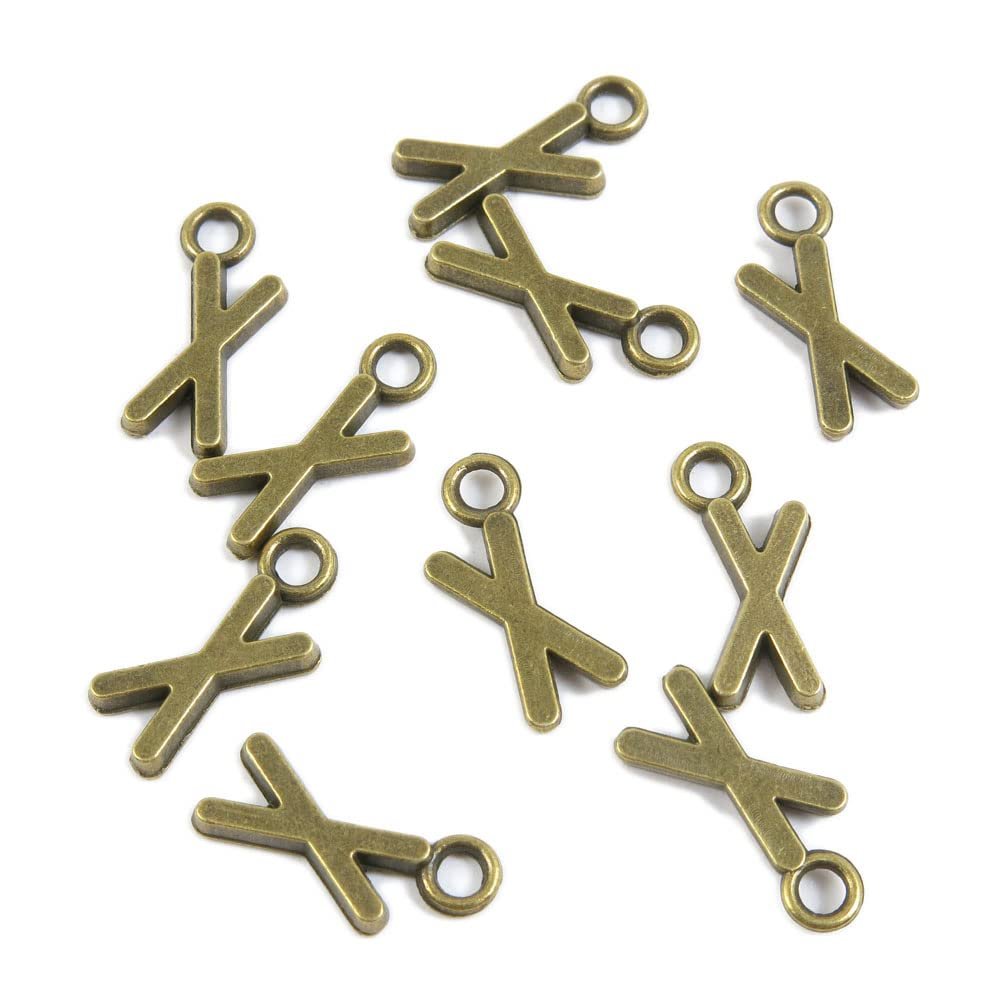 Price per 60 Pieces Antique Bronze Plated Jewelry Making Charms Findings Crafting Suppliers 450231 Letter X Alphabet
