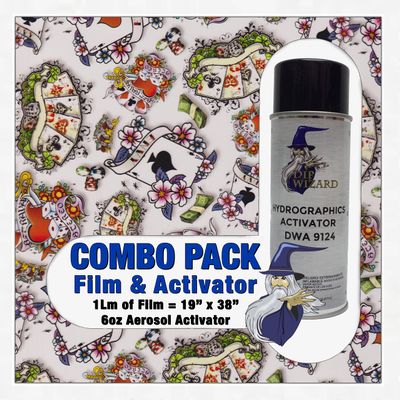 Hydrographic Film Tattoo Spades Sticker Bomb Activator Combo 6oz dip wizard Hydro dip Dipping