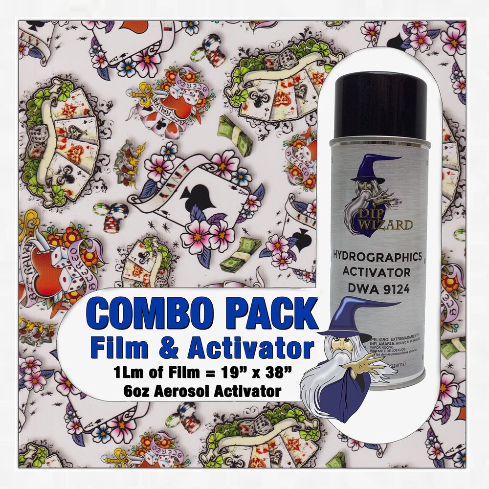 Hydrographic Film Tattoo Spades Sticker Bomb Activator Combo 6oz dip wizard Hydro dip Dipping