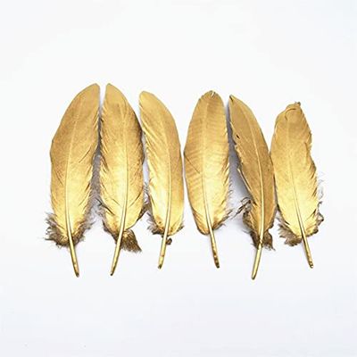 Zamihalaa 10-100-500pcsSilver goldenGoose/Duck/Turkey Feather for Needlework DIY Pheasant Pluma Wedding Decor Dream Catchers Craft Wedding - 15-20cm -1-100PCS