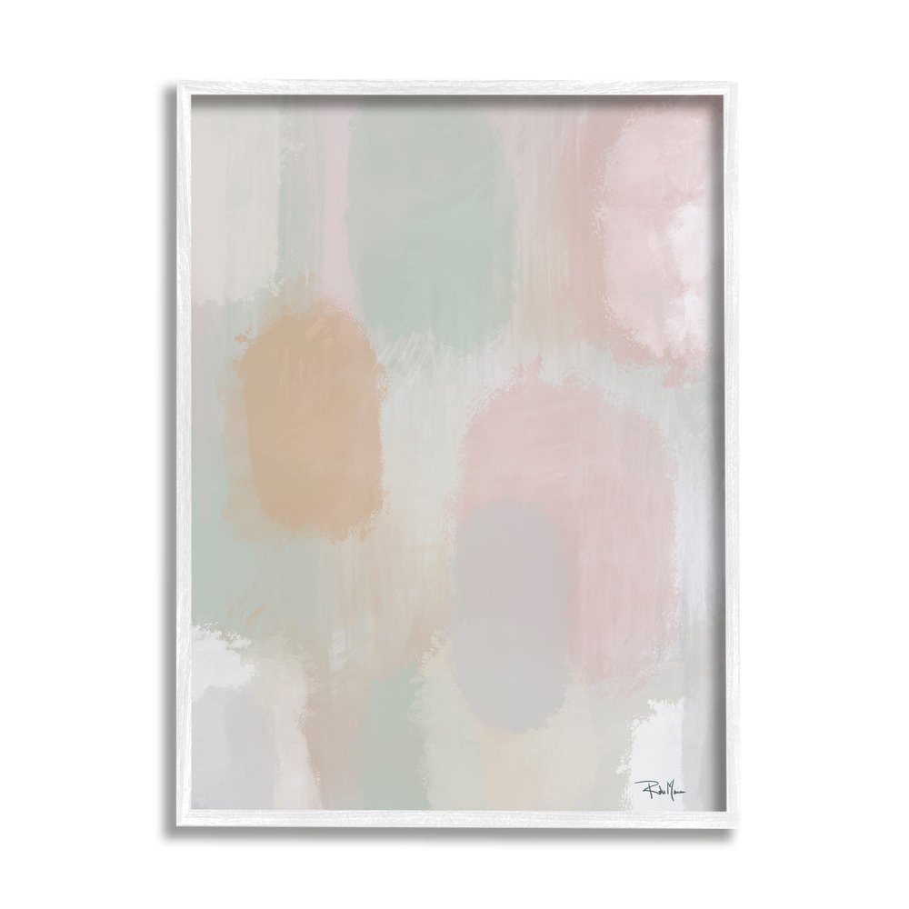 Stupell Industries Soft Pastel Abstract Painting Tranquil Pink Green Shapes, Design by Robin Maria
