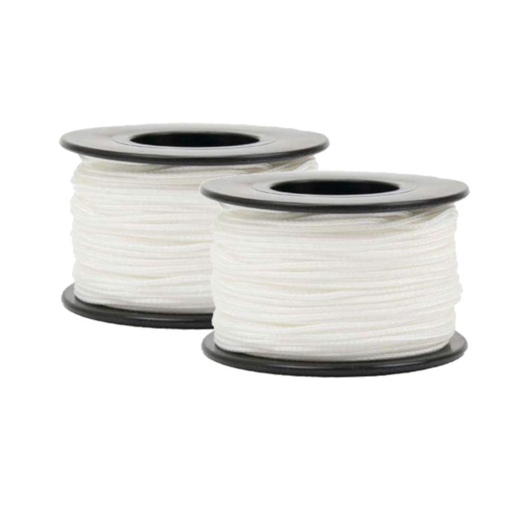 Micro Cord 125 Foot Spool of 1.18 Millimeter 100 Pound Minimum Break Strength Paracord (2 Pack, White)
