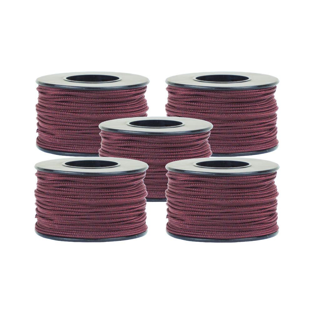 Micro Cord 125 Foot Spool of 1.18 Millimeter 100 Pound Minimum Break Strength Paracord (5 Pack, Burgandy)