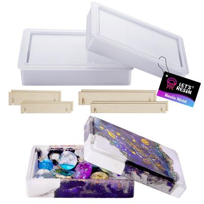LET'S RESIN Storage Box Molds, Silicone Resin Box Molds, Storage Container with Sliding Lid Design, Epoxy Moulds Silicone for Resin Casting, Jewelry, Tarot Cards, Makeup