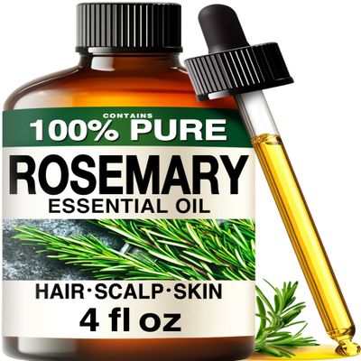 100% Pure Rosemary Oil - 4 Fl Oz Rosemary Essential Oil for Hair, Skin, Diffuser, Aromatherapy & DIY Soap Making Scent