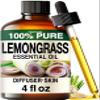 100% Pure Lemongrass Oil - 4 Fl Oz Lemongrass Essential Oil for Hair, Skin, Diffuser, Aromatherapy & DIY Soap Making Scent view 1