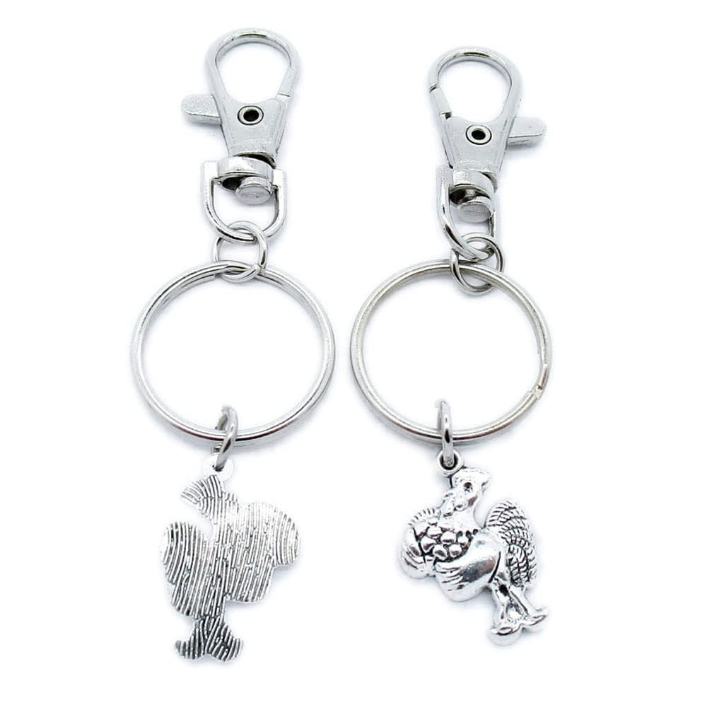 100 Pieces Keyring Keychain Wholesale Suppliers Jewelry Lobster Clasps KT6G8Z Hen Chicken