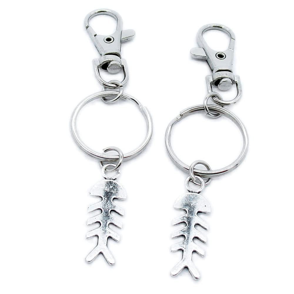 5 Pieces Keyring Keychain Wholesale Suppliers Jewelry Lobster Clasps UO5F9Q Fish Bone Fishbone
