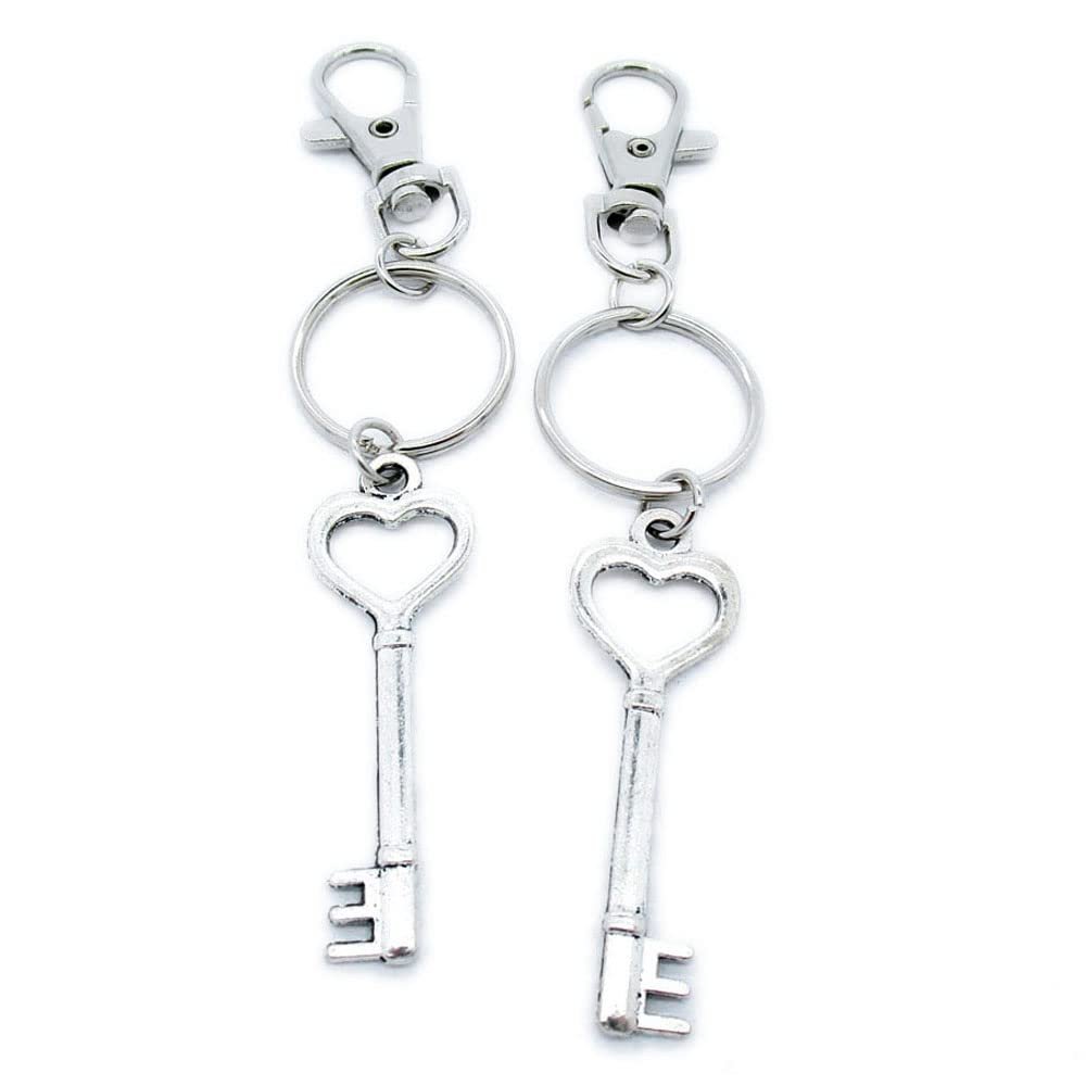 10 Pieces Keyring Keychain Wholesale Suppliers Jewelry Lobster Clasps SM3V0O Love Heart Skeleton Key