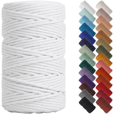 NOANTA White Macrame Cord 4mm x 109yards, Colored Macrame Rope, Cotton Rope Macrame Yarn, Colorful Cotton Craft Cord for Wall Hanging, Plant Hangers, Crafts, Knitting