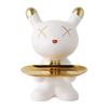 Ceramic Joe Creative Rabbit Resin Tray Handmade Key Jewelry Watch Storage Tray Home Living Room Table Decoration (White-10in) view 1