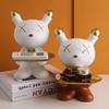 Ceramic Joe Creative Rabbit Resin Tray Handmade Key Jewelry Watch Storage Tray Home Living Room Table Decoration (White-10in) view 3