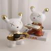 Ceramic Joe Creative Rabbit Resin Tray Handmade Key Jewelry Watch Storage Tray Home Living Room Table Decoration (White-10in) view 4