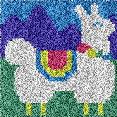 Yglnden Latch Hook Kit Animal Alpaca for Adults DIY Throw Cover Crochet Needlework Printed Canvas Decor (30x30cm/12 X12)