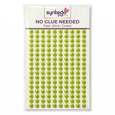 Syntego 400pcs 6mm Self Adhesive Pearls Flat Back Pearl Stickers for Crafts, Scrapbooking & DIY Craft Embellishments for Cards, Decorations, Art Projects (Lime Green)