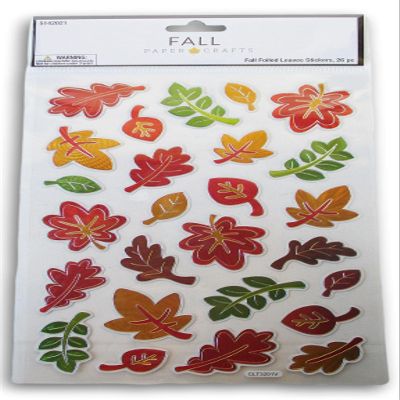 Fall Autumn Harvest Leaves Stickers - Foil Adhesive Decals for Crafts & Scrapbooks - 26 Pieces