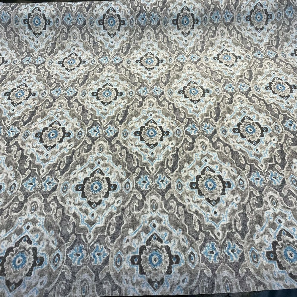 Outdoor Stamped Damask Stone Gray PKL Studio Fabric by The Yard