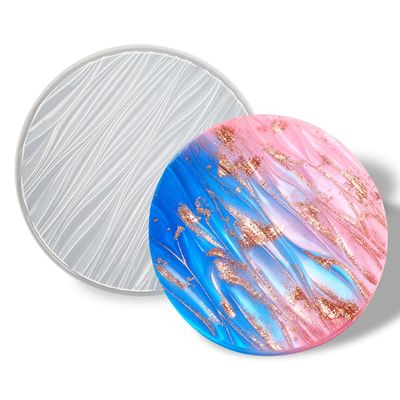 Rolin Roly Resin Round Tray Mold Wave Silicone Coaster Mould Jewelry Holder Epoxy Molds Cup Mat Casting Moulds for Making Crafts Such as Cup mat, Tea Tray, Fruit Plate, Home Ornament