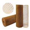 GouZaak 2 Rolls Deco Mesh Ribbon,Chocolate Brown with Gold Foil,Metallic Poly Mesh Ribbon Rolls for DIY Christmas Wreath Trees Supplies Wrapping Craft 10 in x 30 ft view 1