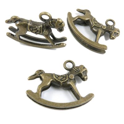 Price per 5 Pieces Antique Bronze Plated Jewelry Making Charms Findings Crafting Suppliers 473017 Rocking Horse