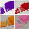Queenbox 5 Yards Faux Ostrich Feather Fringe Trim Craft Fabric Ribbon for DIY Dress Sewing Costumes Wedding Party, Silver Gray view 2