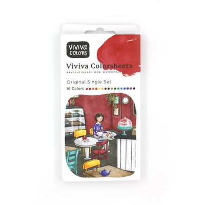 Viviva Coloursheets, Original Single Set, 16 Vibrant Watercolours, for Outdoor and Travel, VV276000