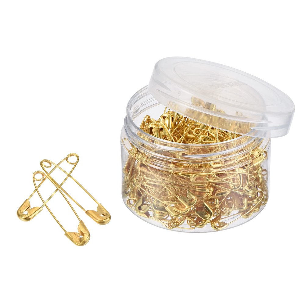 MECCANIXITY Safety Pins 1 Inch Metal Sewing Pins with Box for Office Home Gold Tone 480 Count