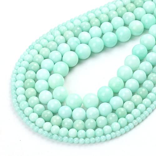 HZLXF1 Natural Gem Angelite Stone Beads Smooth Round Loose Spacer Beads for Jewelry Making DIY Bracelet Perles 15" 4/6/8/10/12mm (Item Diameter : 6mm 61pcs Beads)