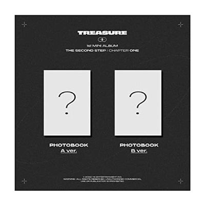 TREASURE The Second Step : Chapter One 1st Mini Album PhotoBook Version 2 Cover SET CD+150p PhotoBook+2p Selfie PhotoCard+1p PostCard+1p Sticker+Tracking Kpop Sealed