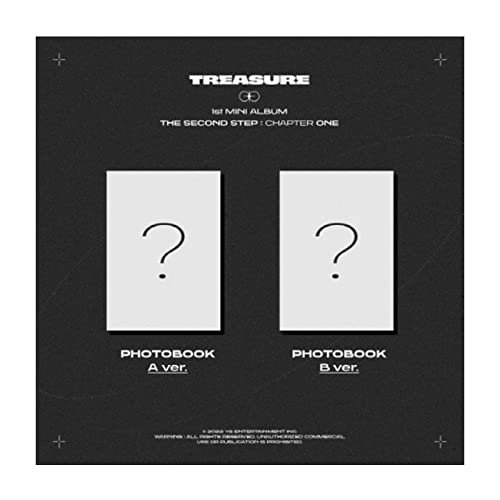 TREASURE The Second Step : Chapter One 1st Mini Album PhotoBook Version 2 Cover SET CD+150p PhotoBook+2p Selfie PhotoCard+1p PostCard+1p Sticker+Tracking Kpop Sealed