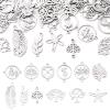 FASHEWELRY 48Pcs Stainless Steel Tree Leaf Connector Charms 12 Styles Flat Round with Clover Flower Links Charms for Jewelry Making Findings Accessory view 1