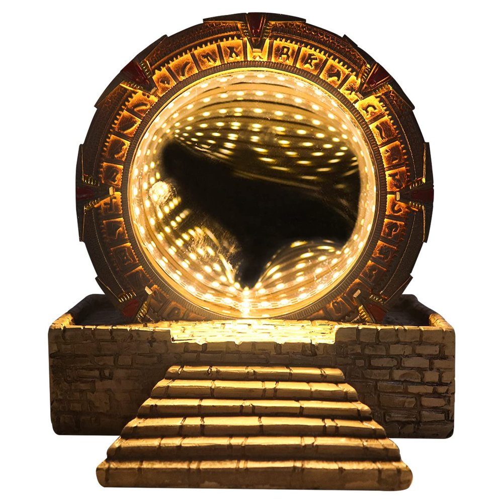 nezababy Star-Gate Light Tunnel Mirror LED Infinity Mirror Sculpture Model, 3D Time Tunnel Fantastic Universe Gaming Collectible Cosplay Prop for Home Desktop Decor