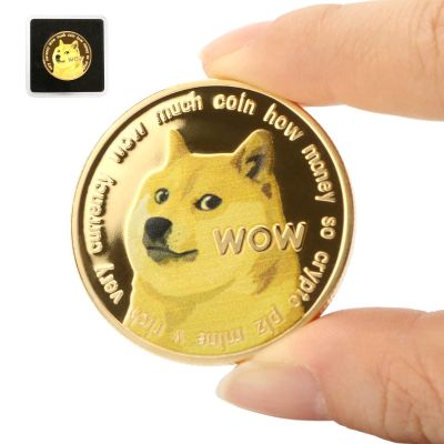 Dogecoin Coin, New Edition 24K Gold Plated Physical Dogecoin Coins Crypto Golden Commemorative Doge Coins Collector Gifts (1 PC)